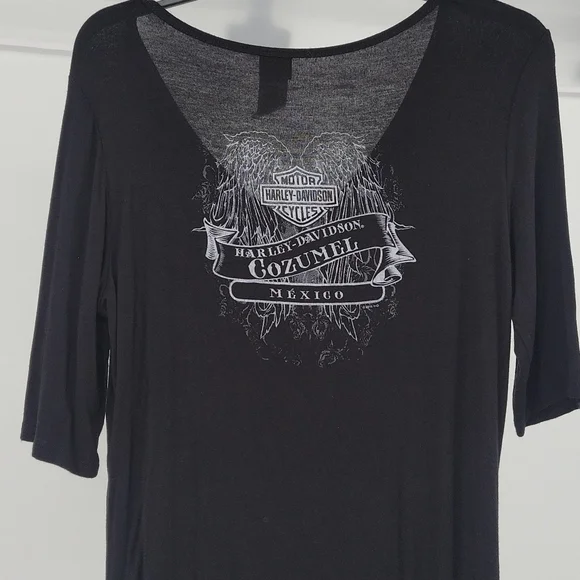 Harley Davidson Ladies Cozumel Mexico Top With Rhinestones, Size Large - Picture 5 of 8